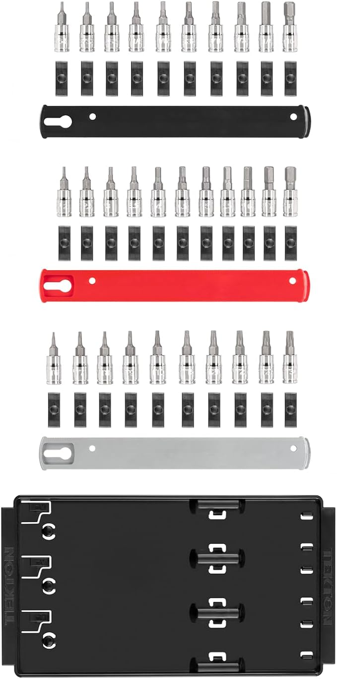 TEKTON Hex and Torx Bit Socket Set, 31-Piece | SHB90204 | 1/4 Inch Drive, (5/64 - 5/16 in., 2 - 8 mm, T6 - T30), Socket Rail
