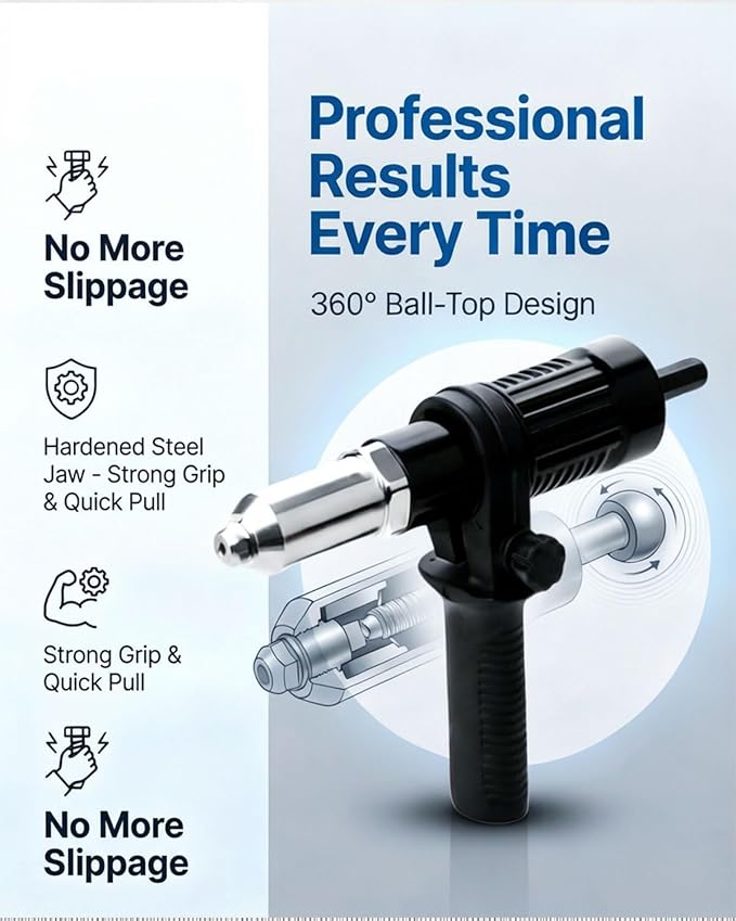 Pro-Grade Electric Rivet Gun Adapter – Turn Your Drill into a Riveting Beast,Professional Electric Rivet Gun Adapter Kit