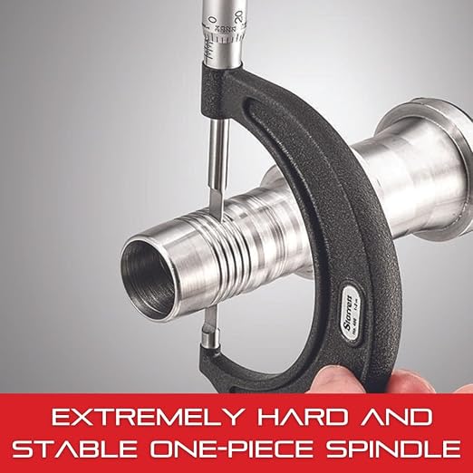 Starrett Outside Micrometer with One-Piece Spindle, Satin Chrome Finish and Advanced Sleeve Design - Quick and Easy Adjustment, 1-2" Range, .001" Graduation - 436.1XRL-2