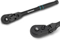 DURATECH 3/8-Inch Flex-Head Ratchet, 90-Tooth Quick-Release Ratchet Wrench | Socket Wrench with 180° Pivoting Head and 7-Position Setting, Reversible, CR-V Made, CR-MO Head, Black Mn Phosphate Finish