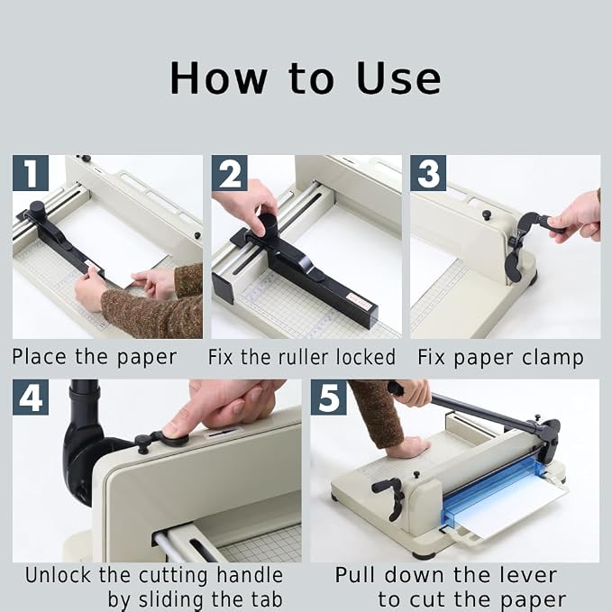 Japard Heavy Duty Paper Cutter A4, 12" Guillotine Blade, Up to 40mm Sheets from 400-500 Sheets, Paper Trimmer with Metric and Inch Scale
