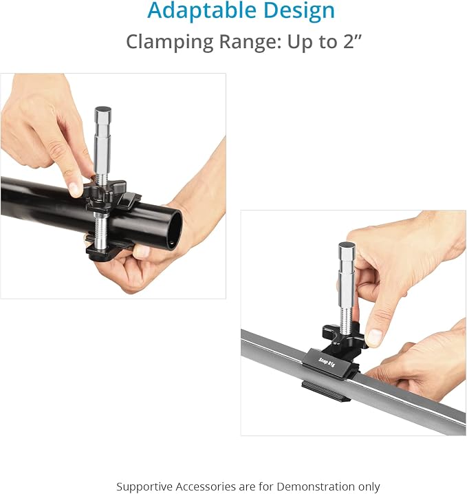 PROAIM SnapRig Mounting End Jaw Vise Grip/Clamp with 5/8” Baby Pin. Standard 3/8”-16 Mount. Clamping Range up to 2”. Payload up to 20kg / 40lb. (CL217)
