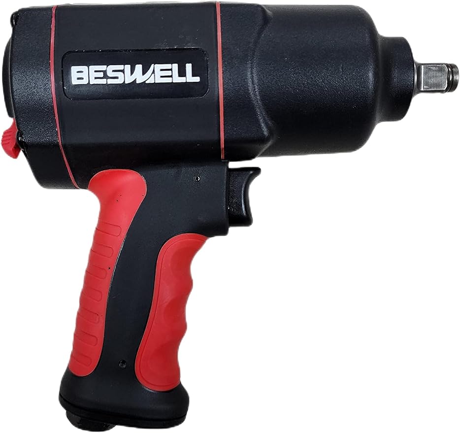 BESWELL® BW-112BN 1/2-Inch Air Impact Wrench with 1180 Ft-Lbs Max Torque | FAST & POWERFUL: Twin hammer impact wrench delivers fast, high-torque power for auto repair, tire changes & body shop