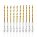 amoolo 5/32 Impact Drill Bits Set, 10Pcs Titanium HSS Twist Hex Shank Drill Bit Set for Metal, Steel, Wood, Plastic, Quick Change Design