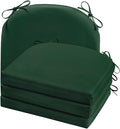 Cozyide Outdoor Chair Cushions, Waterproof Patio Seat Cushions with Adjustable Straps, Round Corner Patio Chair Cushions for Garden, Dark Green, 17x16x2 Inch (Pack of 4)