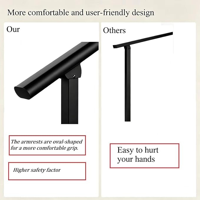 Metty Metal Hand Rails for Outdoor Steps,2-Step Stair Railing | Rustproof iron stair railing , sturdy for seniors & families.Easy to install, fits outdoor steps & yard fences