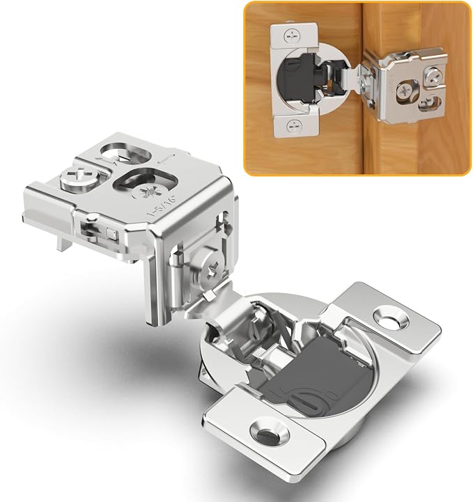Chibery 10 Pack 1-5/16" Overlay 4D Soft Close Concealed Hinges for Face Frame Door, Adjustable Closing Speed, Smooth Slow Self Close Hinges, Satin Nickel, 105° Open Angle Stainless Steel Cabinet Hinge