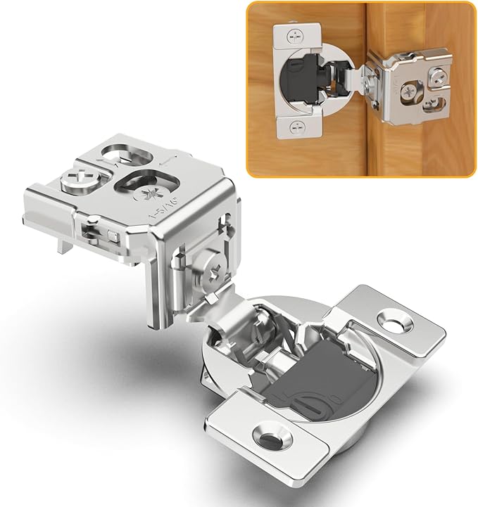 Chibery 2 Pack 1-5/16" Overlay 4D Soft Close Concealed Hinges for Face Frame Door, Adjustable Closing Speed, Smooth Slow Self Close Hinges, Satin Nickel, 105° Open Angle Stainless Steel Cabinet Hinges