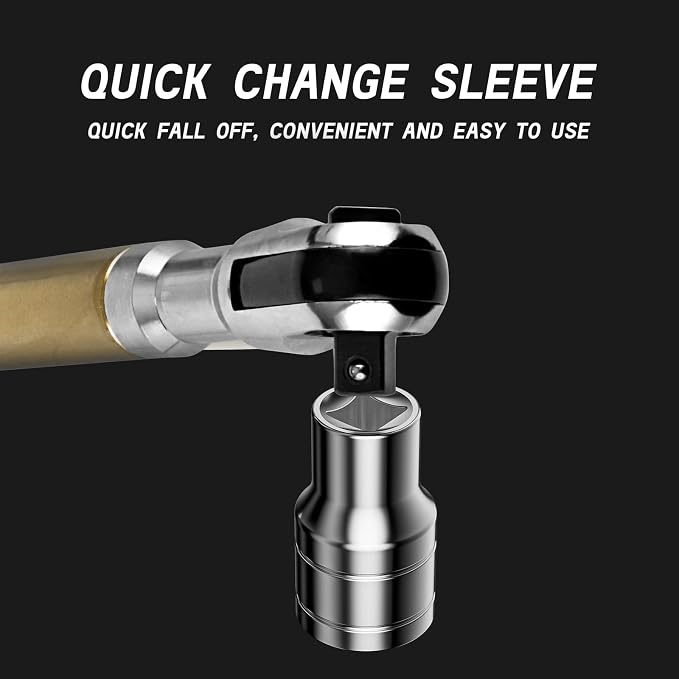 Gold 1/2" Offset Extension Wrench, 120Nm Impact Ratchet, 430mm | Premium gold finish & 42T precision gear for smooth operation. Specifically designed for narrow auto repair working spaces.