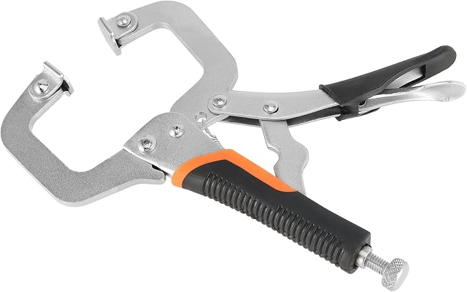 HOZEON 3 PCS 6 Inch C Clamp Locking Pliers, Heavy Duty Welding C Clamp Pliers with Swivel Pads, Vise Grip Locking Pliers Face Clamps for Woodworking, Welding, Building