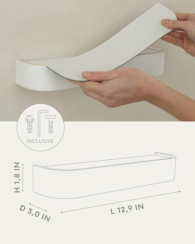 Kazai. Key Holder 'Toke' | Minimalist Key Hook Design from Berlin | Modern Key Holder Wall Mount with Wooden Shelf | Key Rack for Wall as Entryway Organizer | White