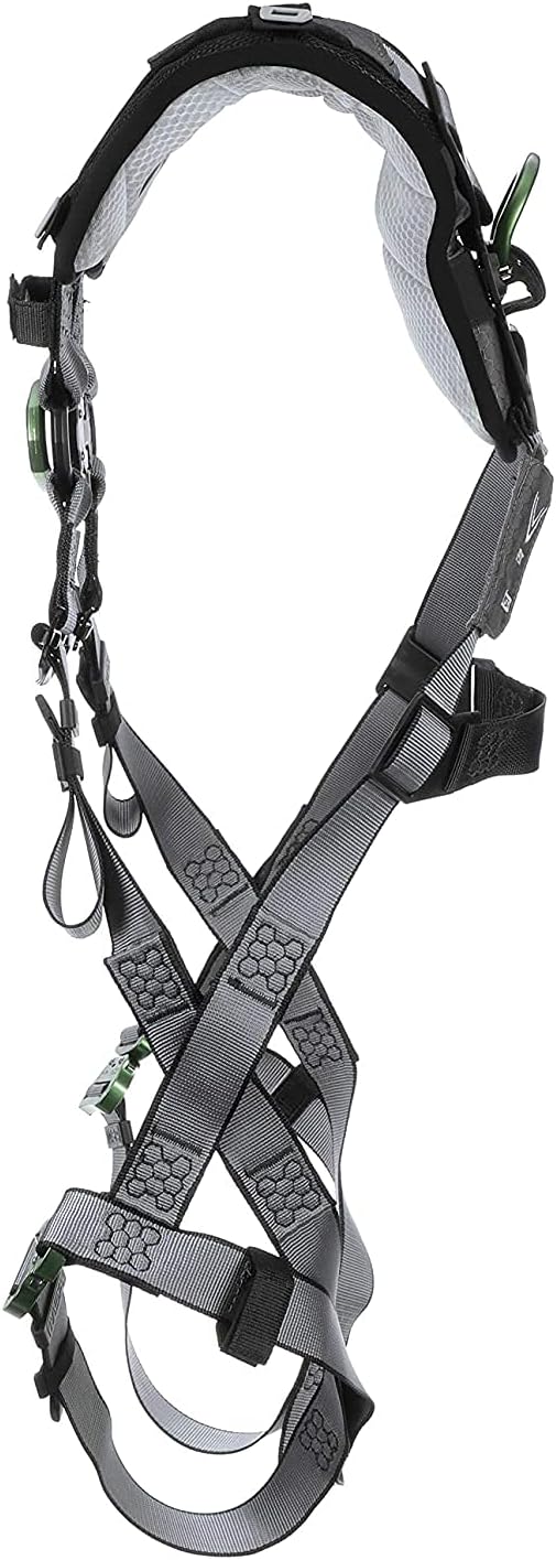 MSA V-FIT Standard Safety Harness - Polyester & Nano-Technology Treated Web Full Body Harness Back, Shoulder Padding, Gray