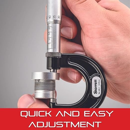 Starrett Outside Micrometer with One-Piece Spindle, Satin Chrome Finish and Advanced Sleeve Design - Quick and Easy Adjustment, 125-150mm Range, .001mm Graduation - V436.1MXRL-150