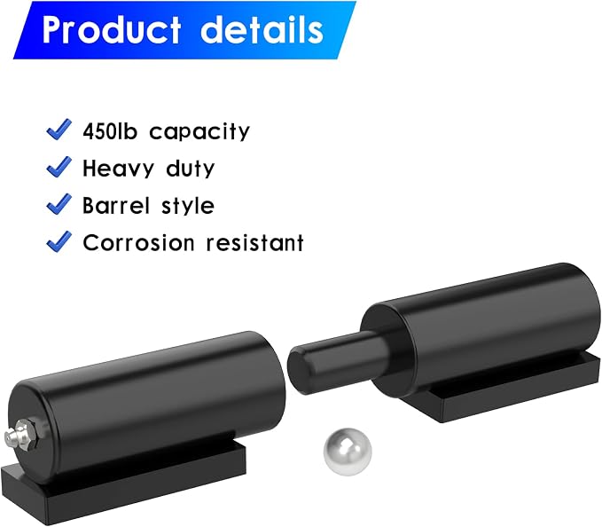 Heavy Duty Gate Hinges 5 Inches- 2 Pack Weld On Install Black Iron Barrel Hinge 450lbs Capacity for Swing Door Trailer Ramp Metal Driveway Gate Drive Gate