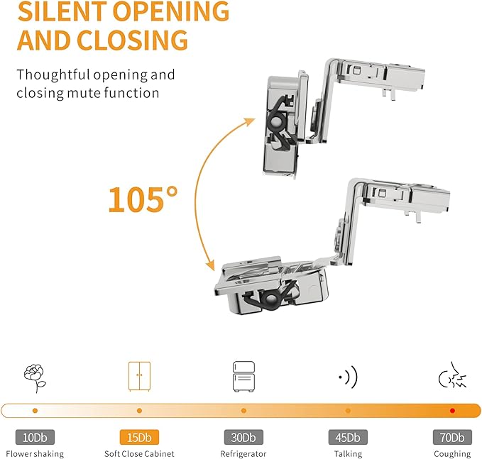 Chibery 30 Pack 1-1/2" Overlay 4D Soft Close Concealed Hinges for Face Frame Door, Adjustable Closing Speed, Smooth Slow Self Close Hinges, Satin Nickel, 105° Open Angle Stainless Steel Cabinet Hinges