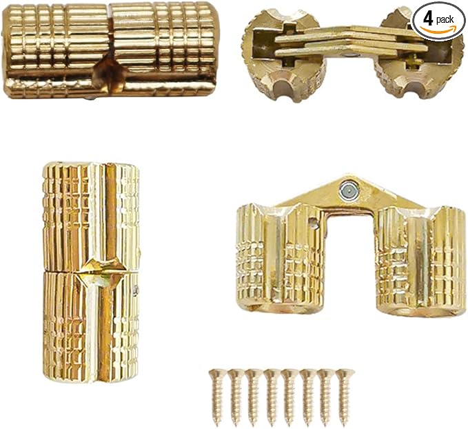 8mm Invisible Brass Barrel Hinges Hidden 180 Degree Opening Angle for DIY Jewelry Box Hand 4 pcs