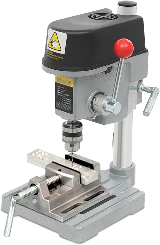Mini Drill Press, 110V Portable Bench Drill Machine | 3-Speed Pillar Drill, Precision Mini Drilling Tool for Jewelry Making, DIY Crafts, Wood, Acrylic and Plastic