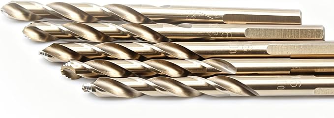 TEMO 5 pc 3/16 Inch M35 Stepped Point Jobber Drill Bit, Easy Boost Twist Drill Bit Set for Acrylic Metal, Steel, Wood, Plastic