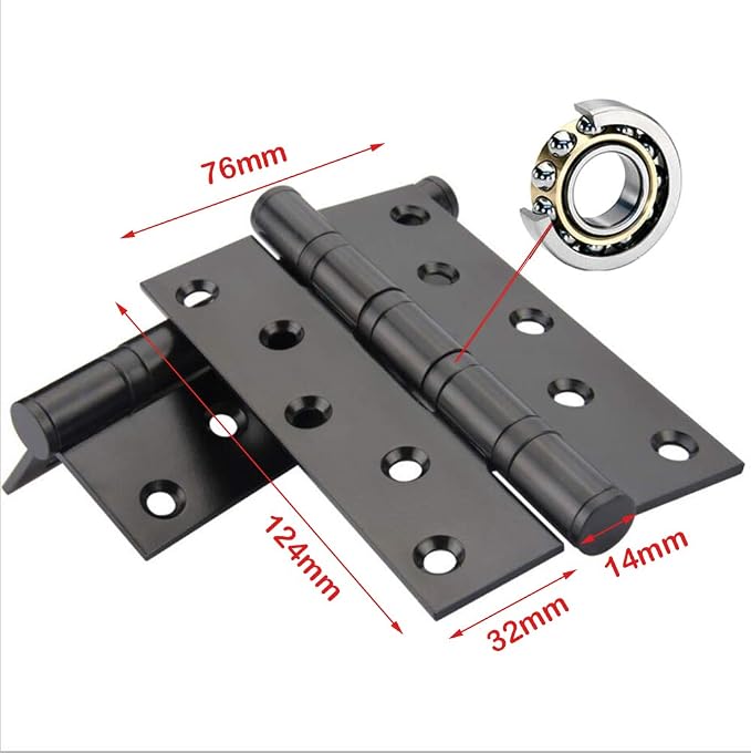 2 Pcs 5" Stainless Steel Ball Bearing Door Hinges with Square Corner for Heavy Duty Wood Door,1/8 Inch Thickness Matte Black