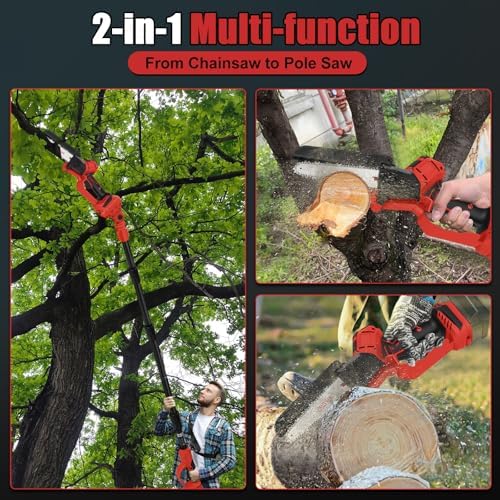 6 Inch Cordless Pole Saw for Milwaukee 18V Battery (No Battery), Brushless Electric Chainsaw with Extension Pole, 15Ft Long Reach for Tree Pruning Hedge Cutting