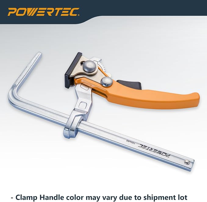 POWERTEC Bench Dog Clamp Set w/Quick Release Ratcheting Table Clamps for 3/4" Dog Holes and MFT/Guide Rail System (72242)