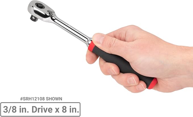 TEKTON 1/4, 3/8, 1/2 Inch Drive Ratchet Set, 3-Piece | SRH91101 | 6, 8, 10-1/2 in., Quick-Release, Comfort Grip