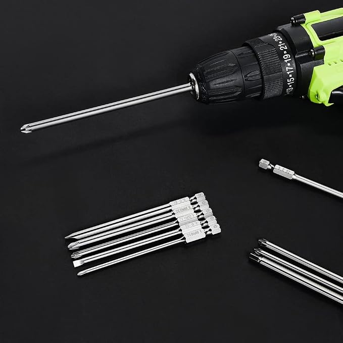 Dandeeler 30 Piece 4 Long Security Bit Set Torx Hex Slotted Phillips Square Pozidriv, with Tool Bag 30pc Long 4inch