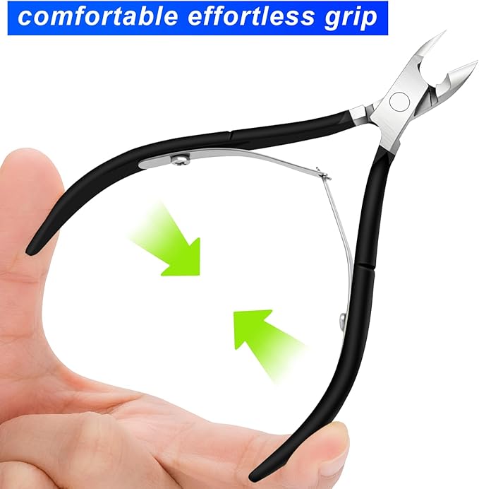 4 Packs Cuticle Nipper, Premium Stainless Steel Cuticle Trimmer for Manicure & Pedicure at Home/Spa/Salon [Black]