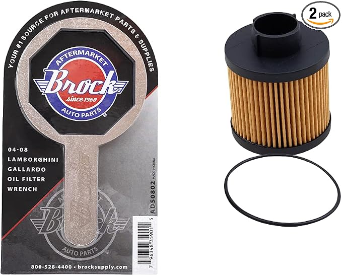 Brock Replacement Oil Filter with Wrench Tool Set Kit Compatible with 2004-2008 Gallardo Spyder Coupe Superleggera SE Base Nera 07L115561C