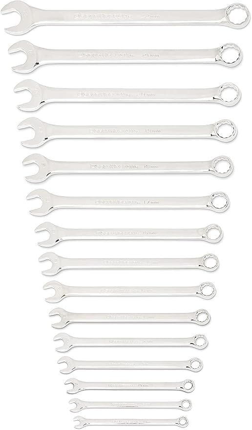 GEARWRENCH 30 Piece 12 Point Long Pattern Combination SAE/Metric Wrench Set with Wrench Racks (1/4-1 in., 8-22 mm) - 81937 (Pack of 2)
