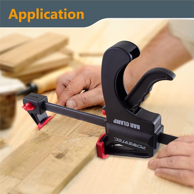 POWERTEC 36" Bar Clamps/Spreaders 12 Pack, Trigger & Ratchet Quick Grip Clamps for Woodworking, Gluing & DIY Projects