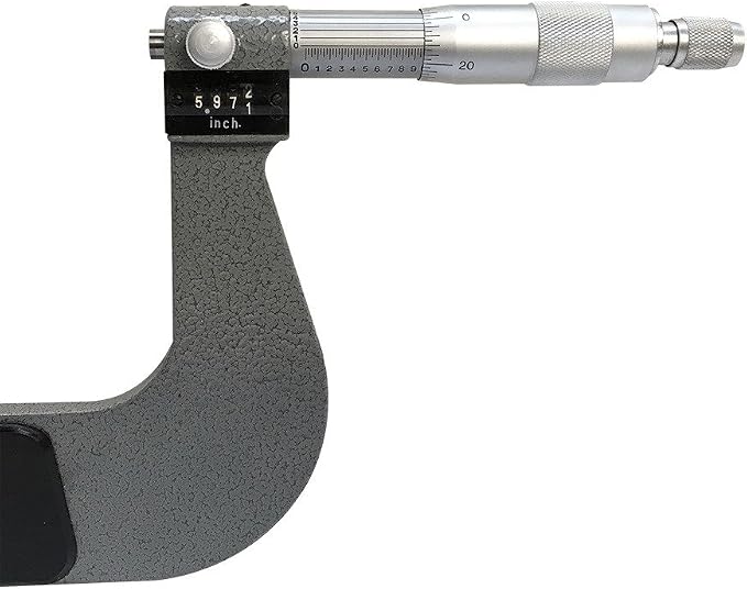 Prolinemax 5-6" Outside Micrometer with Digit Counter .0001" Graduation Ratchet Stop Hardened Spindle Precision Tool for Machinists