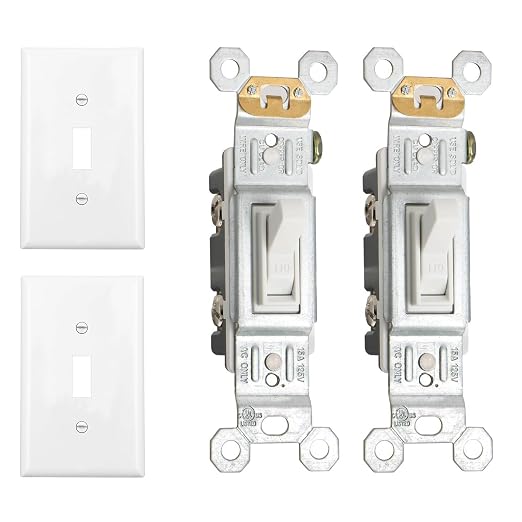 Baomain 2-Pack 15 Amp Toggle Light Switch with Wall Plate, Single Pole, Residential/Commercial Grade, On/Off Switch, Glossy White, UL Certified