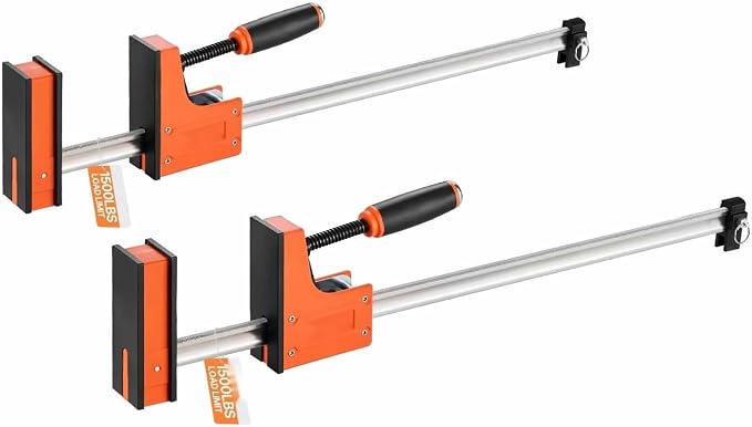 Woodworking Bar Clamps 2-Pack, 24 inch Parallel F Clamps - 1500 lbs Capacity, High-Strength Plastic & Carbon Steel - for Wood & Metal Projects, Even Pressure