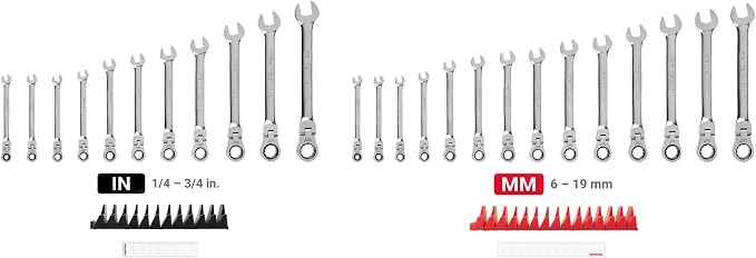 TEKTON Flex Head Ratcheting Combination Wrench Set, 25-Piece | WRC95304