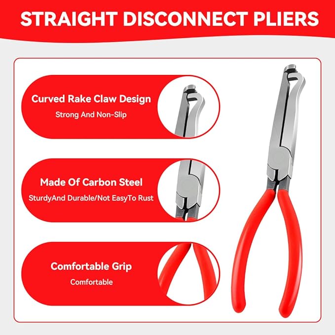 Automotive Electrical Disconnect Pliers Set with Storage Box, 4-Piece Connector Separator & Terminal Removal Tool for Mass Air Flow Sensors, Fuel Injectors, Straight & 60° Jaw