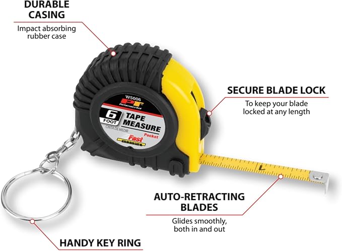 Performance Tool 6' Mini Tape Measure - W5006