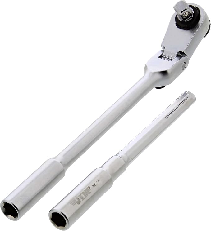 VIM Tools Flex Socket Ratchet to T Handle Wrench 3pc Set - 1/4in Small Ratchet Set with Socket Extension and Adapter