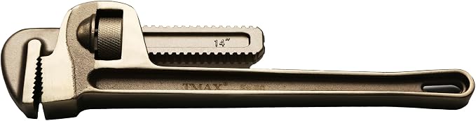 TMAX Non-Sparking 14" Pipe Wrench, Jaw Capacity 2", Aluminum Bronze Safety | Spark Free Safety, Non-Magnetic And Corrosion-Resistant | Safety Tool For Flammable Hazardous Environment