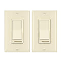 BESTTEN 2 Pack Almond Dimmer Wall Light Switch, Compatible with Dimmable LED, CFL, Incandescent and Halogen Bulb, Single Pole or 3-Way Dimmer Switches, 120VAC, Decorator Wall Plate Included