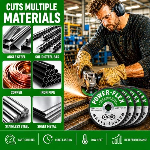 50 Pack - Cut Off Wheels 4 1/2 Inch x 1/16 Inch x 7/8 Inch - for Cutting All Steel and Ferrous Metals.