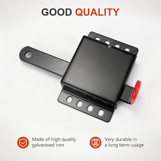 Heavy Duty Max Garage Door Side Lock Inside Deadlock for Most Garage Door Iron Galvanizing -4 Pack, Black