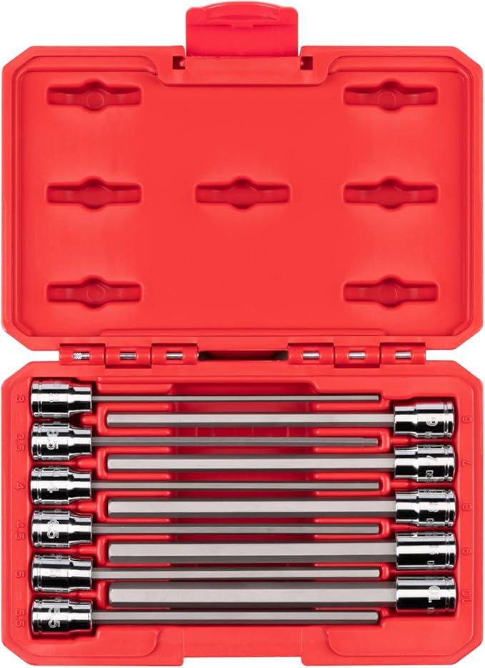 TEKTON Hex Bit Socket Set, 11-Piece | SHB91314 | 3/8 Inch Drive, (3 - 10 mm), Case