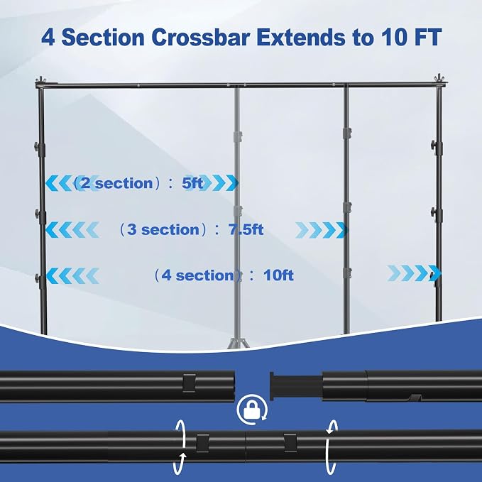 10x10FT Heavy Duty Backdrop Stand, Photo Back Drop Stand Kit