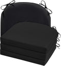 Cozyide Outdoor Chair Cushions, Waterproof Patio Seat Cushions with Adjustable Straps, Round Corner Patio Chair Cushions for Garden, Black, 17x16x2 Inch (Pack of 4)