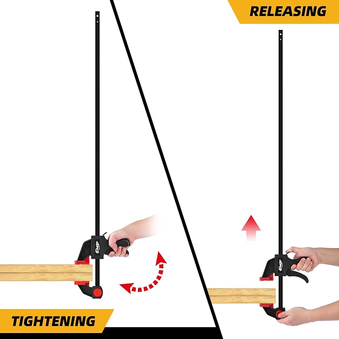 50" Bar Clamps for Woodworking 2-Pack, One-Handed Clamp/Spreader, Light-Duty Quick-Change F Clamp with 170 LBS Load Limit, Ideal for Woodworking/Carpentry/Home Improvement/DIY