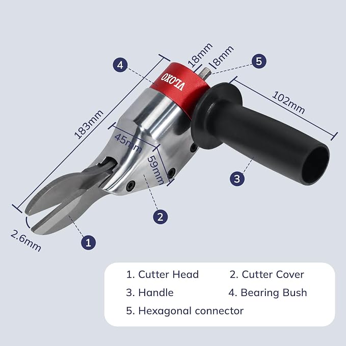 VLOXO Drill Metal Shear Attachment Shear Metal Cutter with 360-Degree Pivoting Head Cordless Electric Drill Attachment Professional Metal Cutting Tool for Cuts Iron Sheet Aluminum and Copper