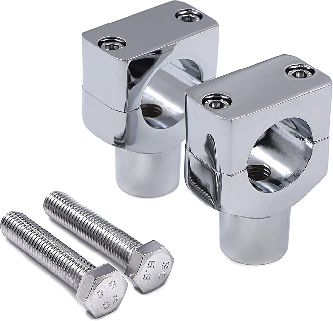 HongK- Chrome 1.25" Motorcycle 31.25mm Handlebar Riser Clamp Compatible with H-D Cruisers Choppers [P/N: MT030-008-1.25"]