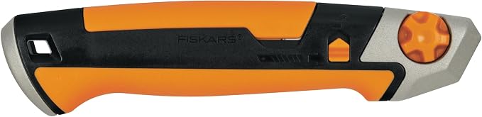 Fiskars CarbonMax Snap-Off Knife, Length 16,5cm, Including (18mm), Stainless Steel Blade/Plastic Handle, 1027227, Orange/Black