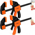 HORUSDY 6-Inch Bar Clamps for Woodworking, 2-Pack Quick Grip Clamps, Heavy-Duty F-Clamp & Spreader, Trigger Clamp with 150 LBS Load Limit for Woodworking, Carpentry, and DIY Projects